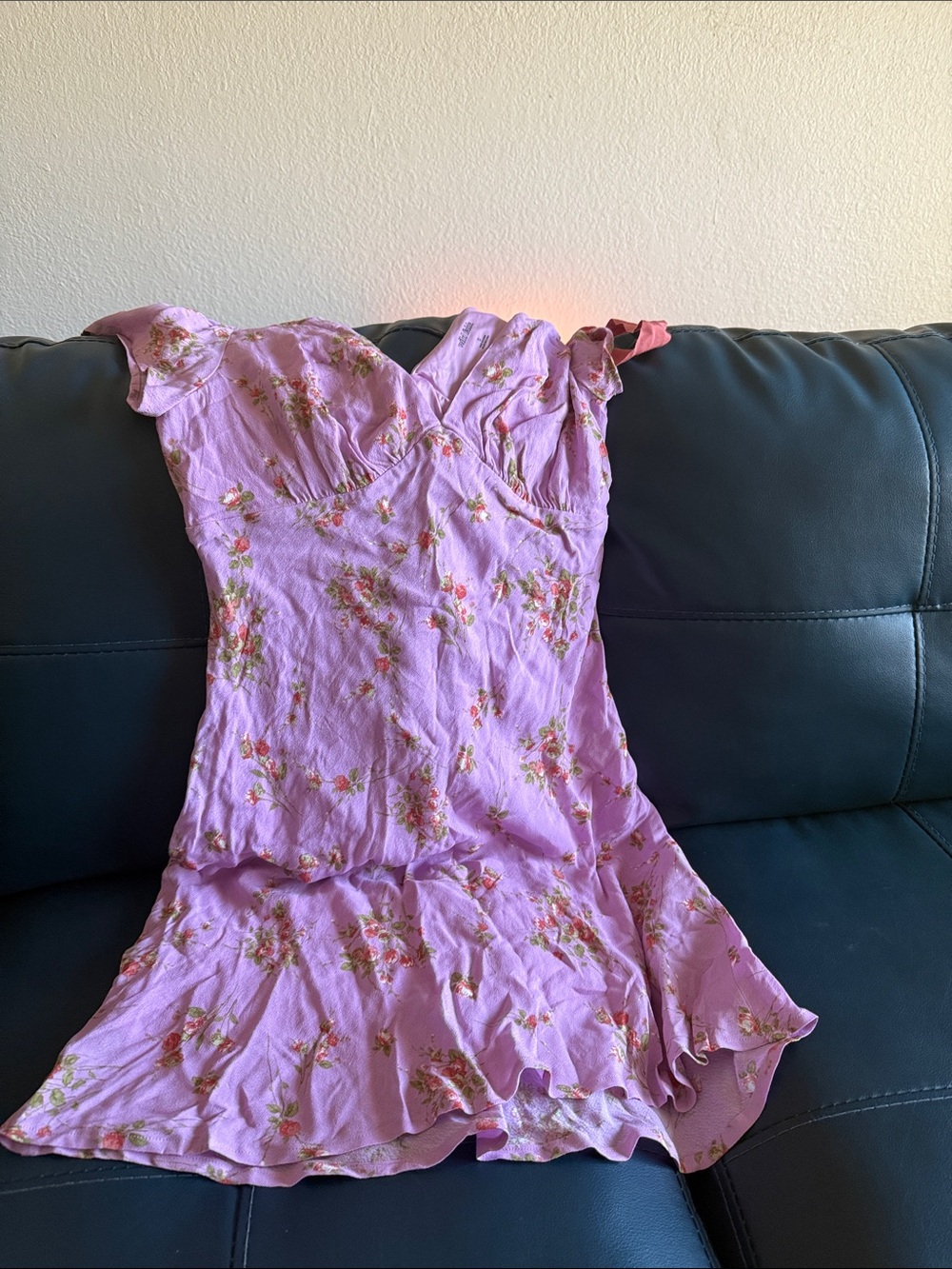 wild fable Pink Floral Backless Ruffle-Hem Dress